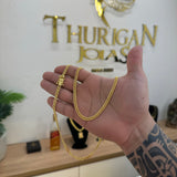 Corrente Lacraia 4mm 23gr Fecho Duplo Banhado A Ouro 18k