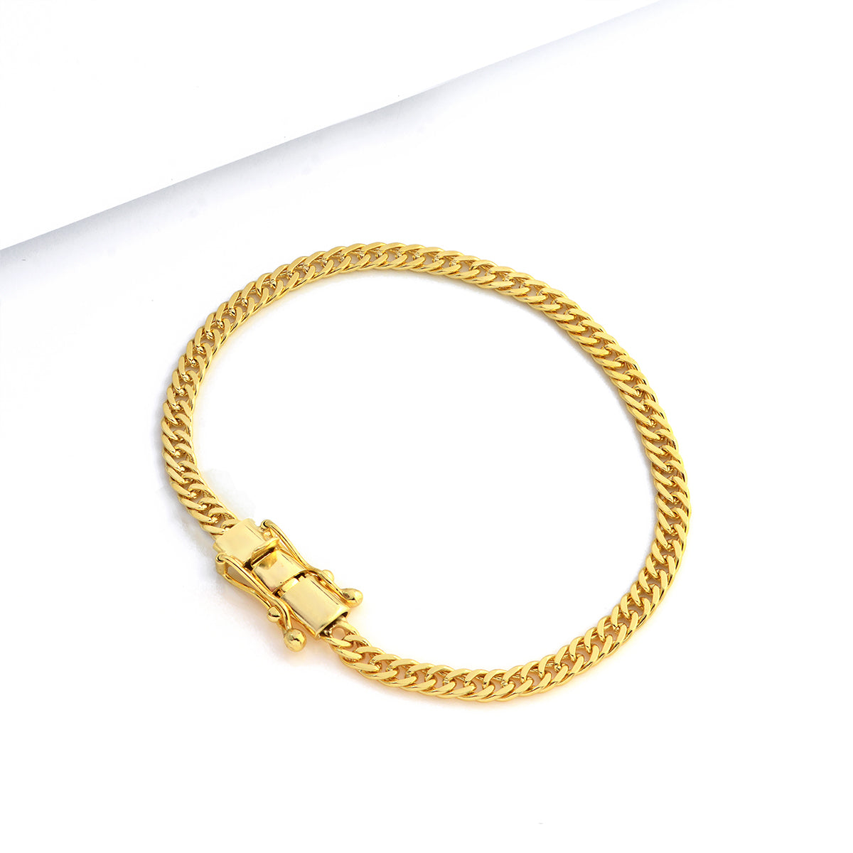 Pulseira Lacraia 4mm 7gr Fecho Duplo Banhado A Ouro 18k