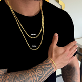 Kit Corrente e Pulseira Piastrine 4mm Fecho Duplo Banhado A Ouro 18k