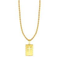 Colar Plaquinha Crucifixo Vazado - Corrente Baiana Banhado A Ouro 18k