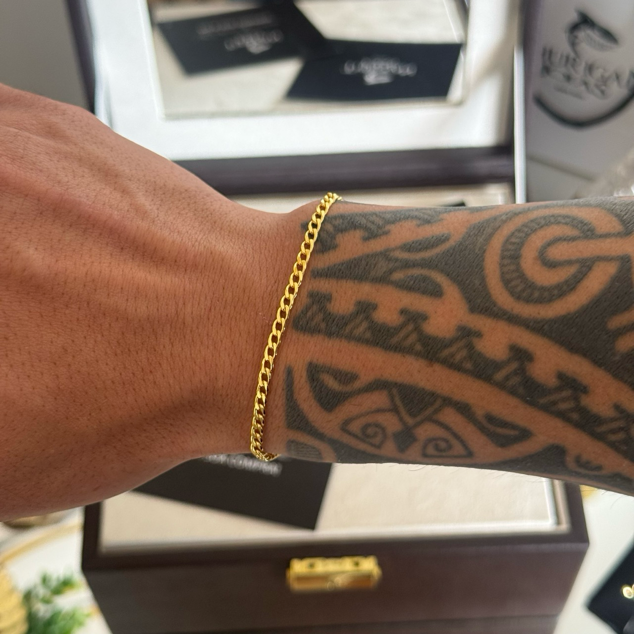 Pulseira Grumet 3mm 2gr Fecho Lagosta Banhado A Ouro 18k