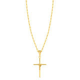 Colar Crucifixo Palito M - Corrente Cadeado Alongado Banhado A Ouro 18k