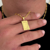 Colar Plaquinha De Letra - Corrente Cadeado Alongado Banhado A Ouro 18k