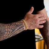 Kit Corrente e Pulseira Lacraia 10mm Fecho Duplo Banhado A Ouro 18k