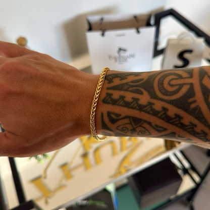 Pulseira Palmeira 3mm 9gr Fecho Bomba Banhado A Ouro 18k