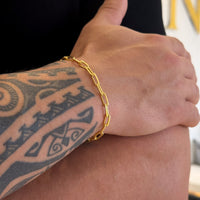 Colar Crucifixo Palito G - Corrente e Pulseira Cadeado Alongado Banhado A Ouro 18k