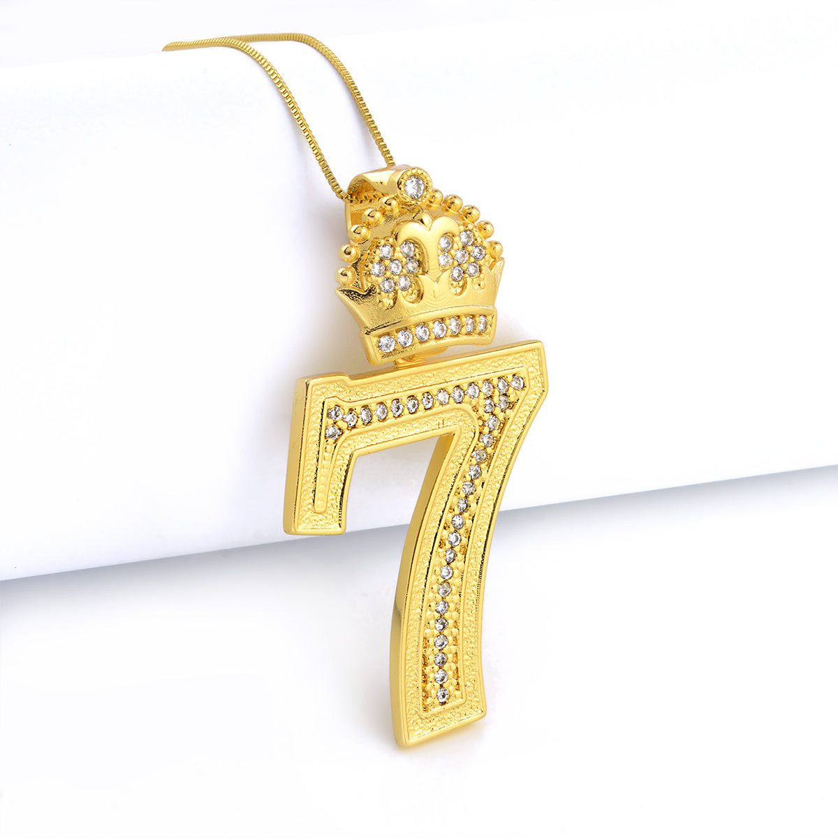 Pingente 7 Cravejado 4,5x3cm Banhado A Ouro 18k