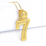Pingente 7 Cravejado 4,5x3cm Banhado A Ouro 18k