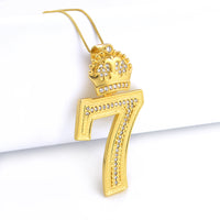 Pingente 7 Cravejado 4,5x3cm Banhado A Ouro 18k