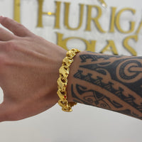 Pulseira Friso X 11mm 41gr Fecho Duplo Banhado A Ouro 18k