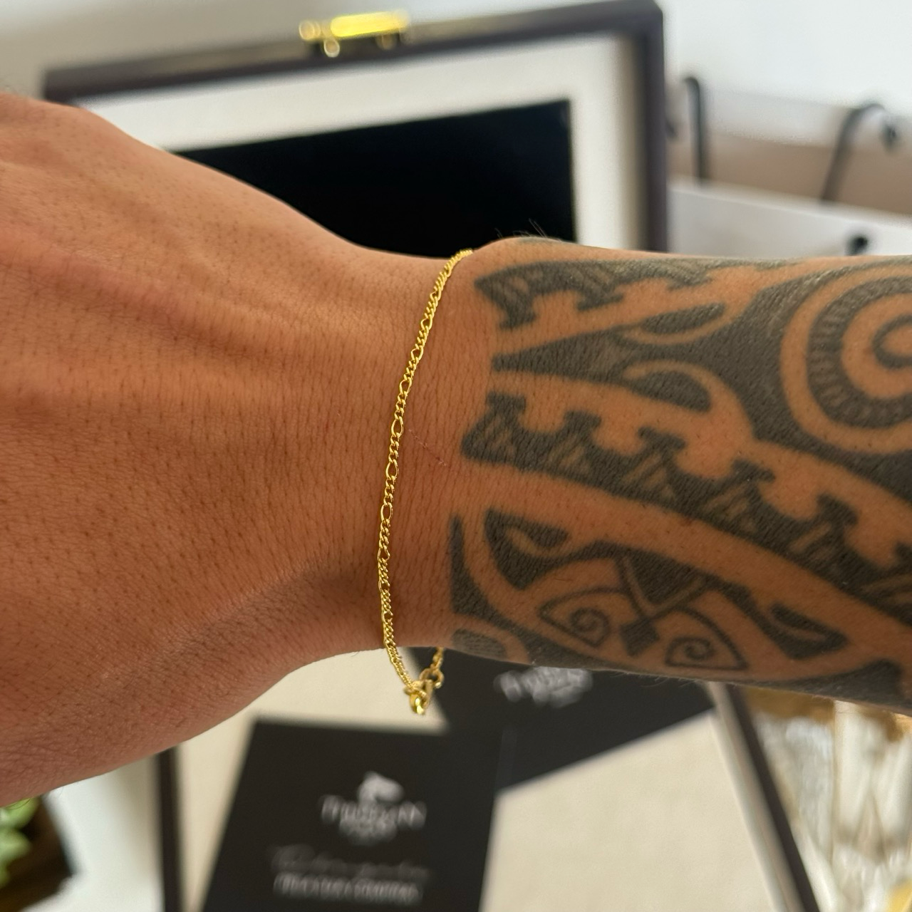 Pulseira 3 por 1 Fígaro 1,5mm 2gr Fecho Lagosta Banhado A Ouro 18k