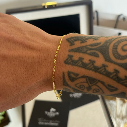 Pulseira 3 por 1 Fígaro 1,5mm 2gr Fecho Lagosta Banhado A Ouro 18k