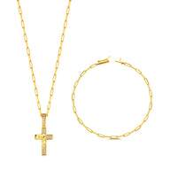 Colar Face De Cristo Cravejado P - Corrente e Pulseira Cadeado Alongado Banhado A Ouro 18k