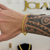 Pulseira Lacraia 4mm 7gr Fecho Duplo Banhado A Ouro 18k