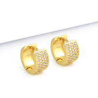 Brinco Argola 5 Fileiras Cravejado Banhado A Ouro 18k