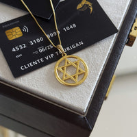 Pingente Medalha Estrela de Davi Vazado 2,5x2,5cm Banhado A Ouro 18k