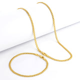 Kit Corrente e Pulseira Grumet 3mm Fecho Lagosta Banhado A Ouro 18k