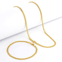 Kit Corrente e Pulseira Grumet 3mm Fecho Lagosta Banhado A Ouro 18k