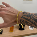 Kit Corrente e Pulseira Palmeira 5mm Fecho Bomba Banhado A Ouro 18k